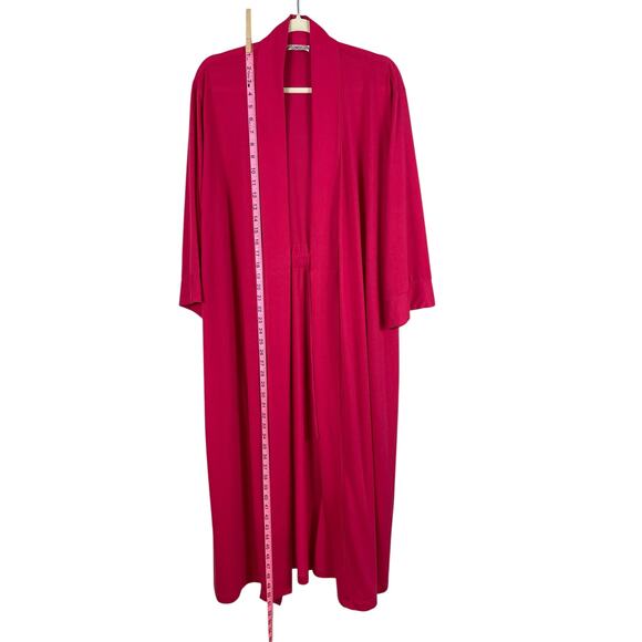 Natori Long Belted Robe Inner Tie Classic Feminine Lounge Cranberry Size Large - Picture 10 of 12
